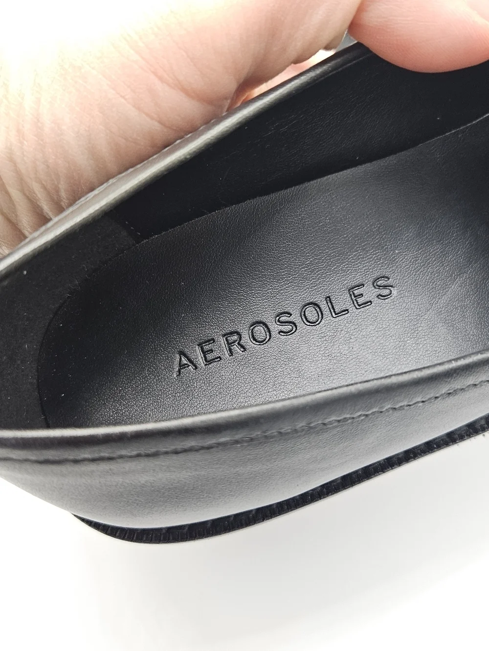 Aerosoles Ronnie lug heeled loafer black leather size 7.5